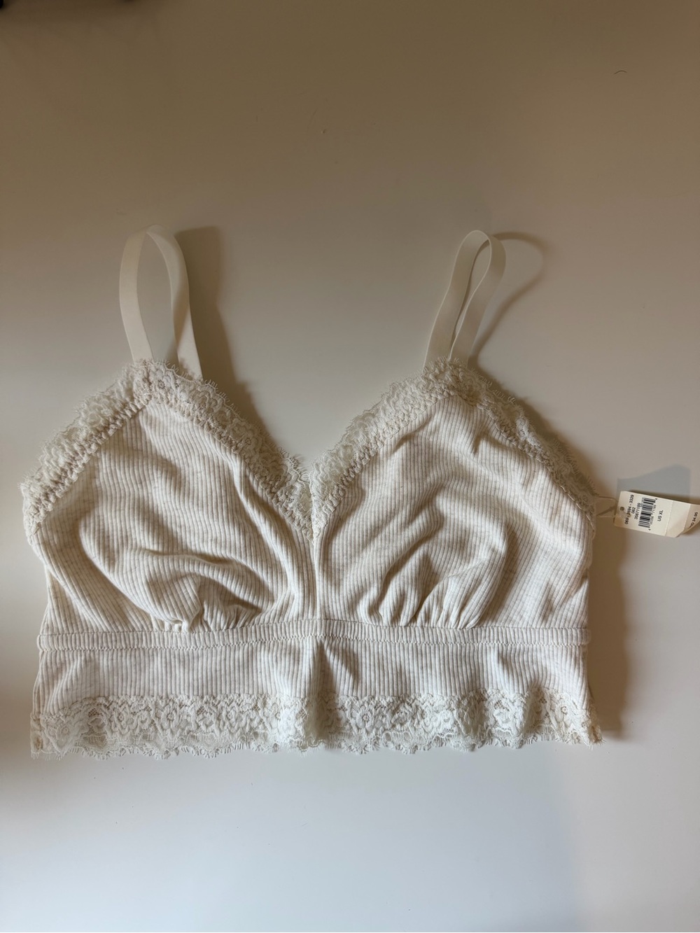 Aerie Cream  Ribbed Lace Bralette XL NWT